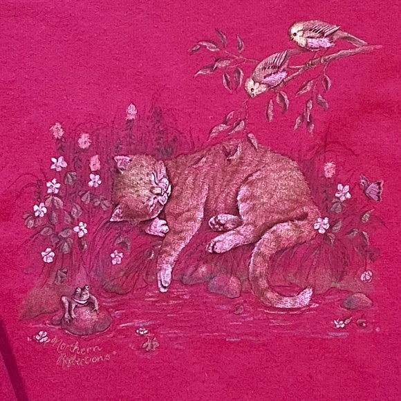 Northern Reflections Dark Fuchsia Kitten Print Baggy Sweatshirt - Picture 2 of 6